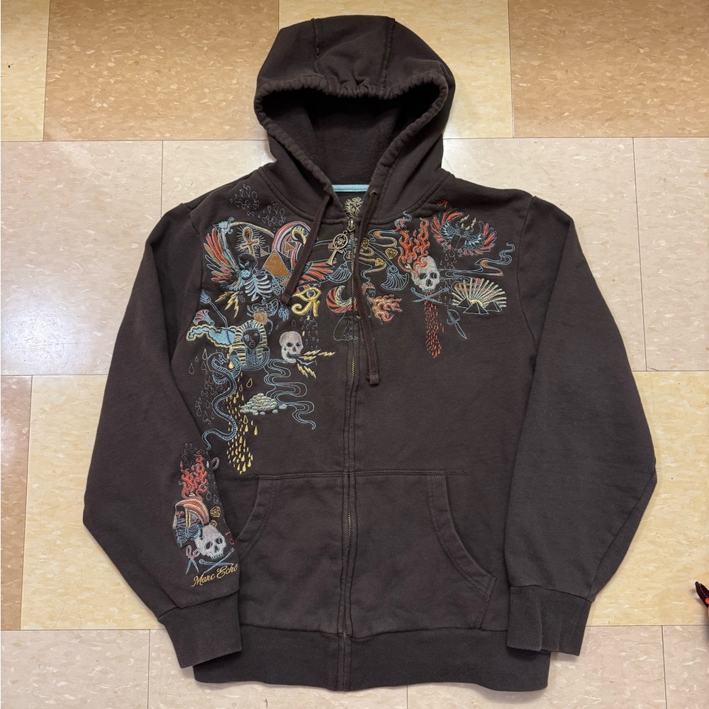 Marc Ecko Brown Hoodie with Embroidered Design